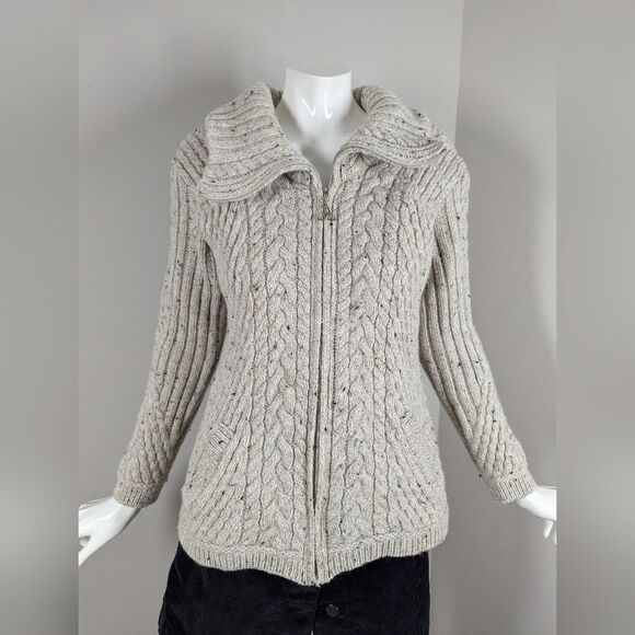 Aran Mur Irish Knit Merino Wool Zippered Cardigan. - Picture 5 of 11